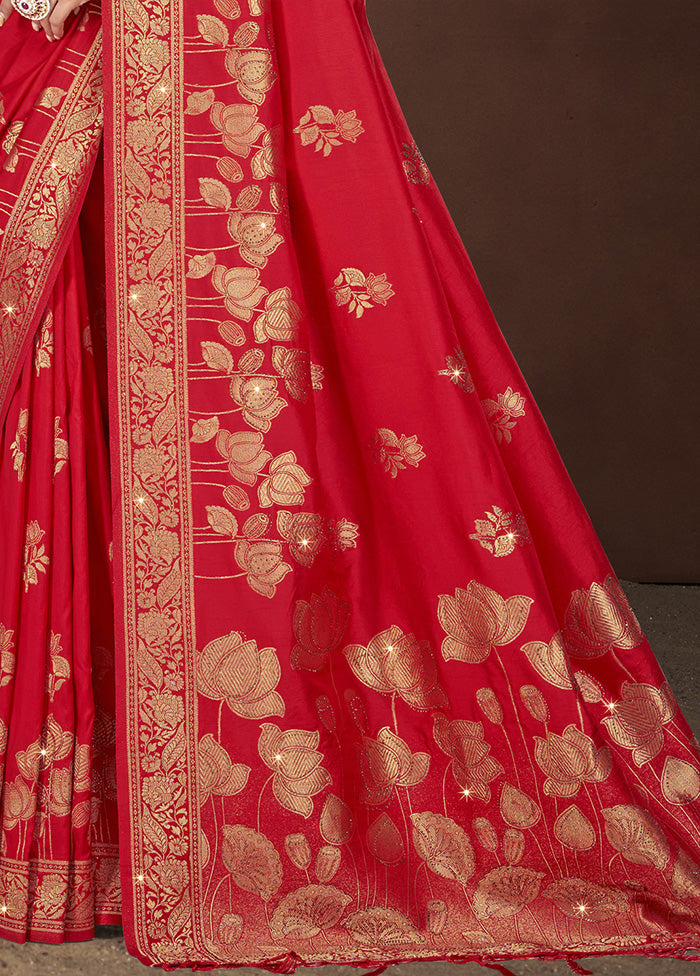 Red Spun Silk Saree With Blouse Piece Discount Sast