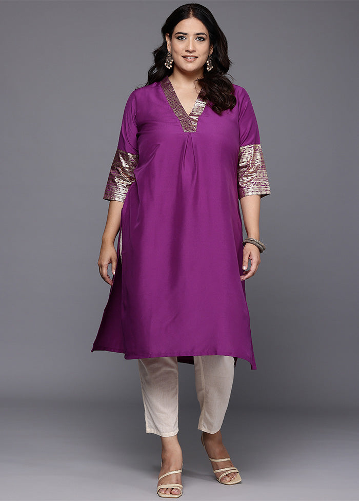 Purple Readymade Silk Kurti Cheap Sale Visit New