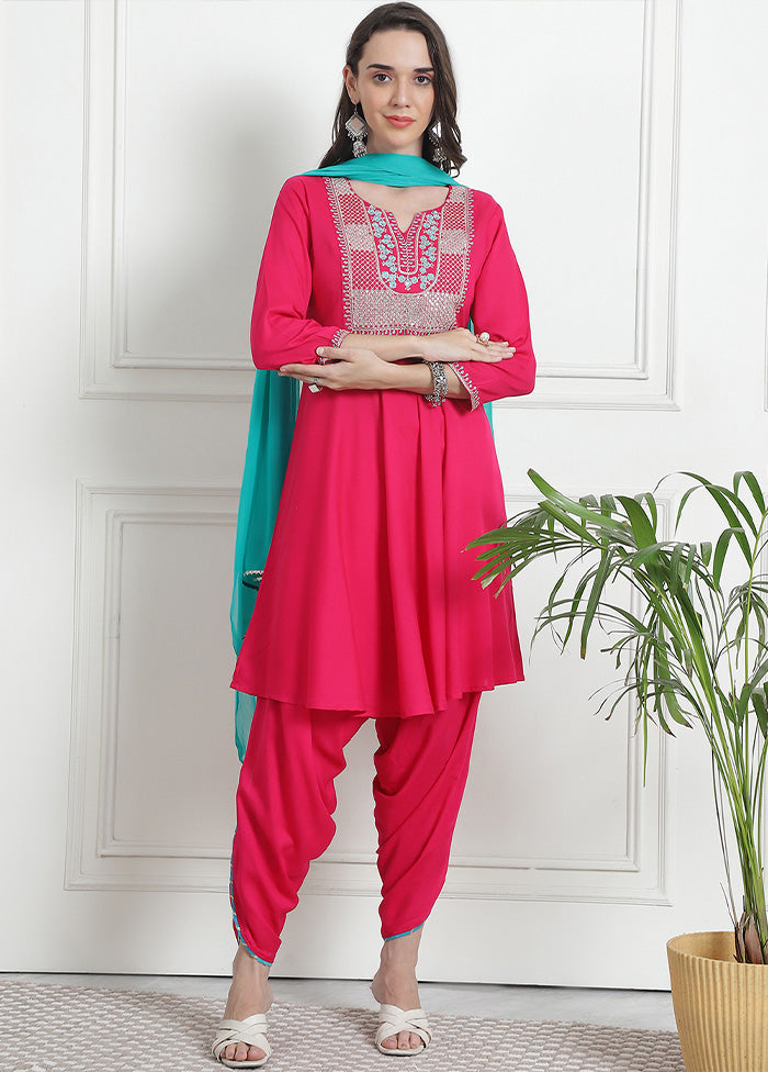 3 Pc Pink Readymade Rayon Suit Set Cheap Sale Sale