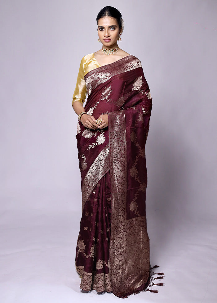 Maroon Dupion Silk Saree With Blouse Piece Outlet Best Seller