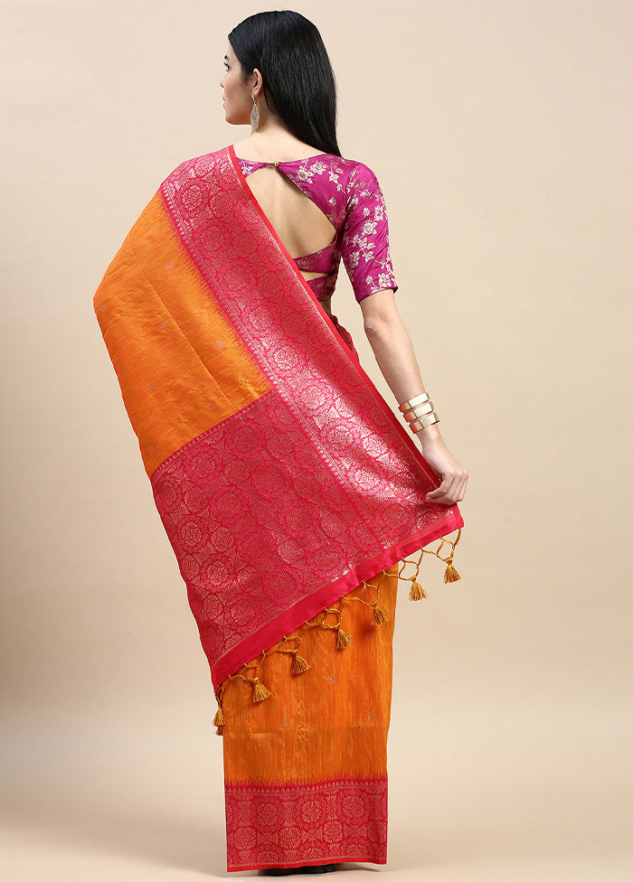 Yellow Banarasi Silk Saree With Blouse Piece Outlet 2025 Newest