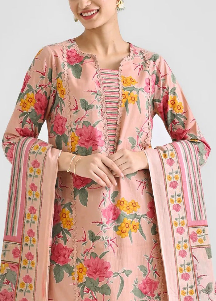 3 Pc Peach Readymade Rayon Dupatta Suit Set Free Shipping Deals