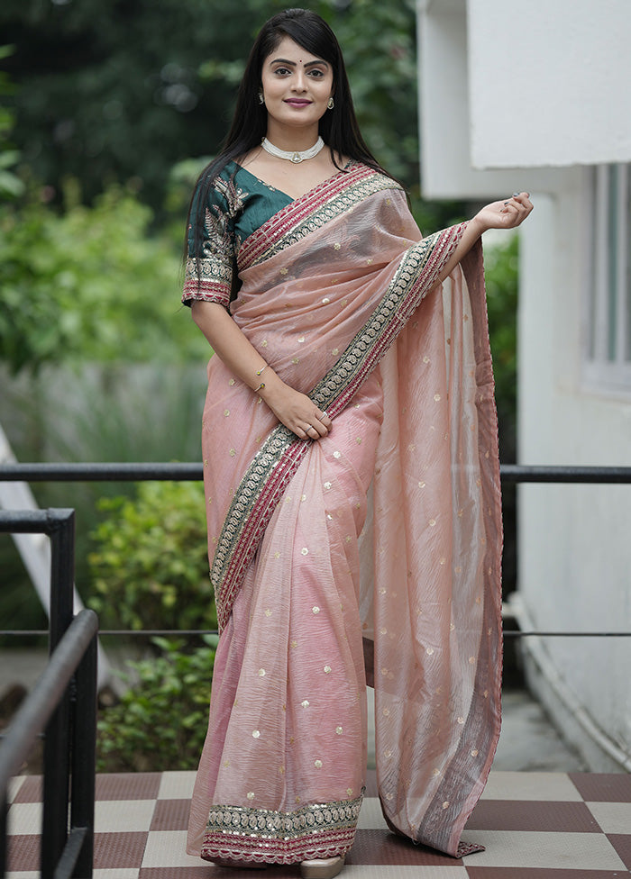 Pink Banarasi Silk Saree With Blouse Piece Manchester