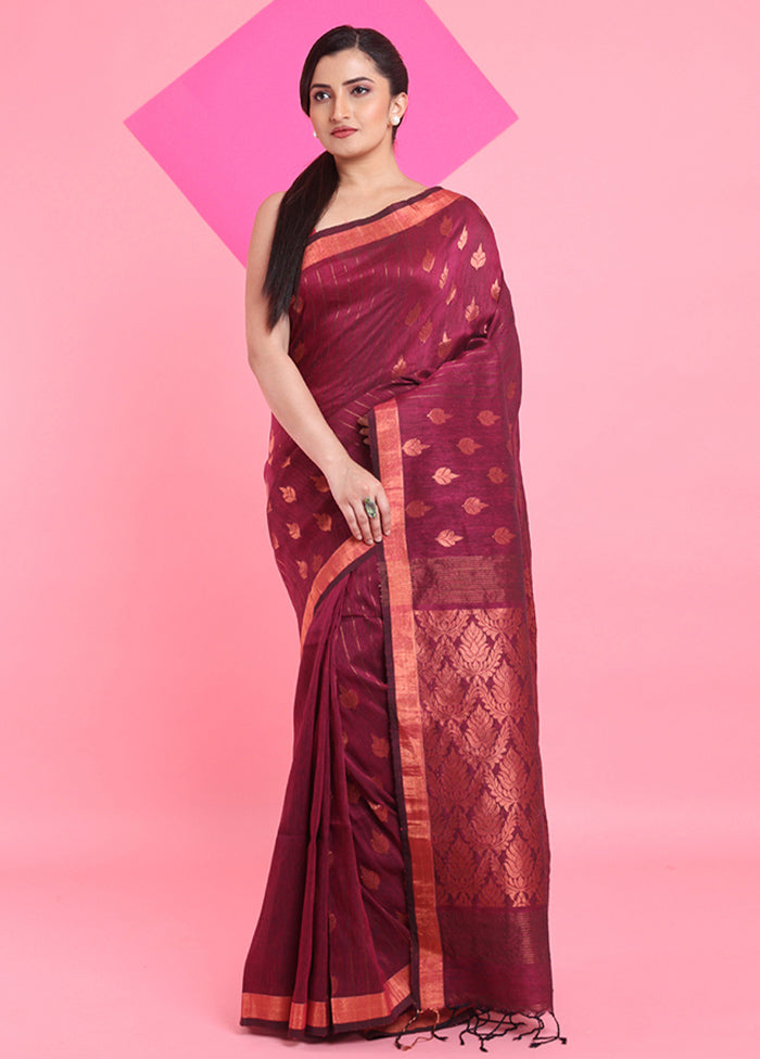 Magenta Linen Silk Saree With Blouse Piece Buy Cheap Best Sale