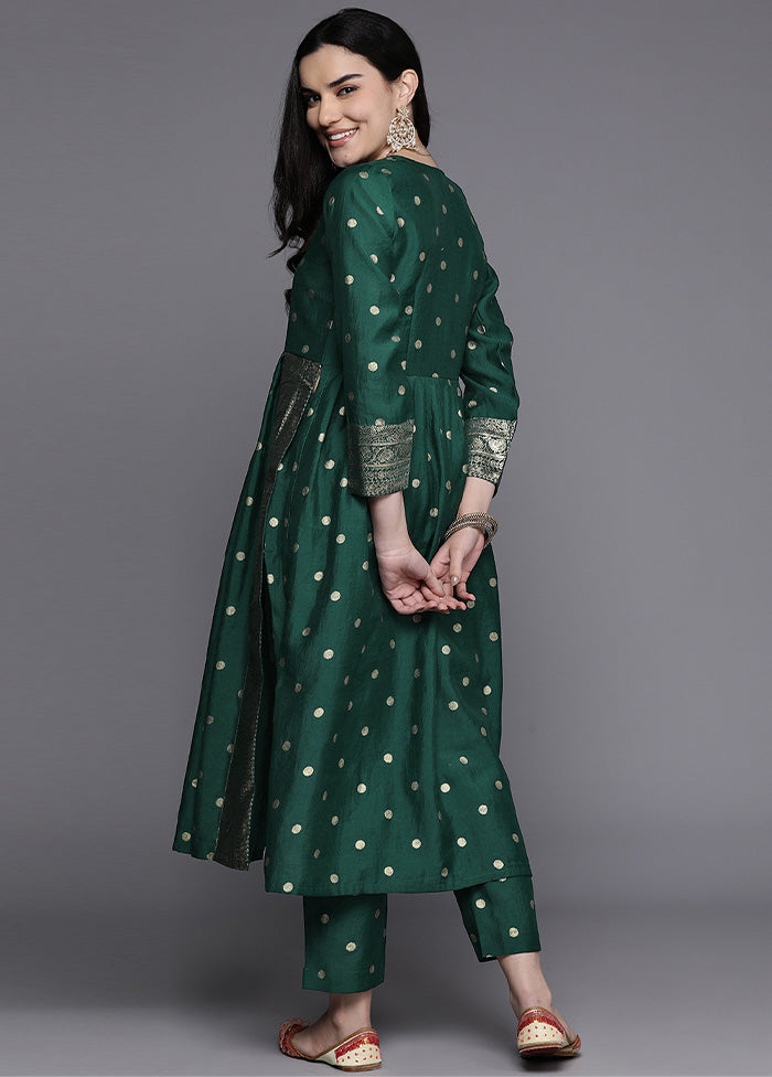 2 Pc Green Readymade Chanderi Kurti Set Outlet 2025 Unisex