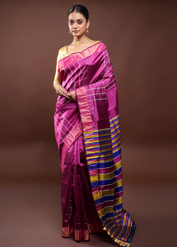 Purple Kalakshetra Kanjivaram Silk Saree With Blouse Piece 2025 New For Sale