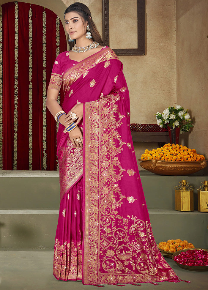 Pink Spun Silk Saree With Blouse Piece 2025 Unisex Online