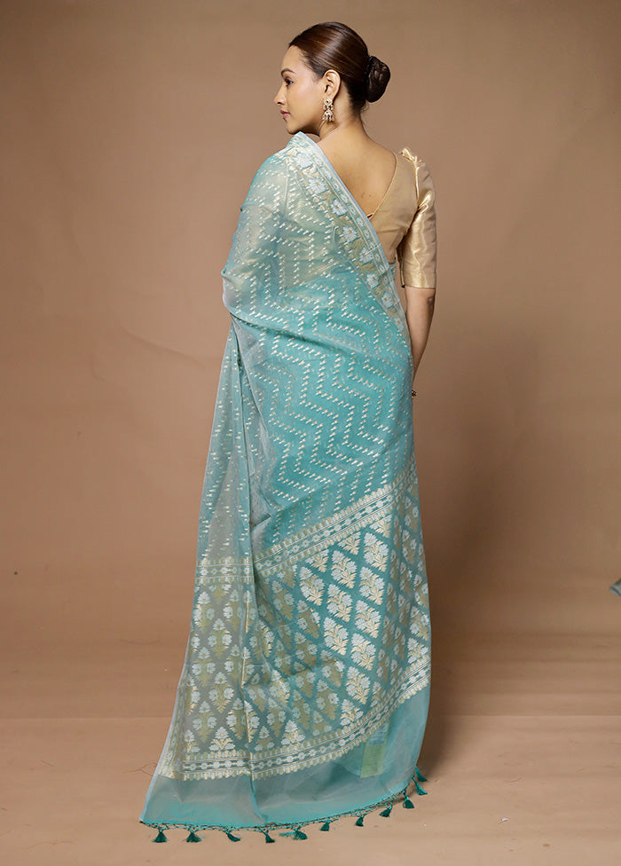 Blue Kora Silk Saree With Blouse Piece 2025 New