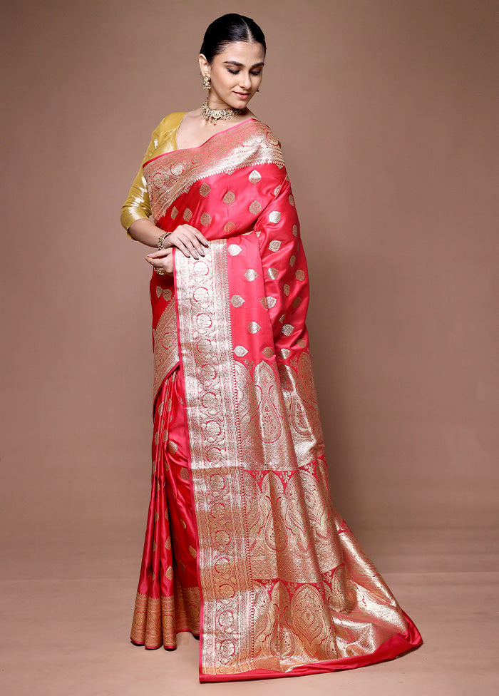 Red Banarasi Silk Saree With Blouse Piece Free Shipping Purchase