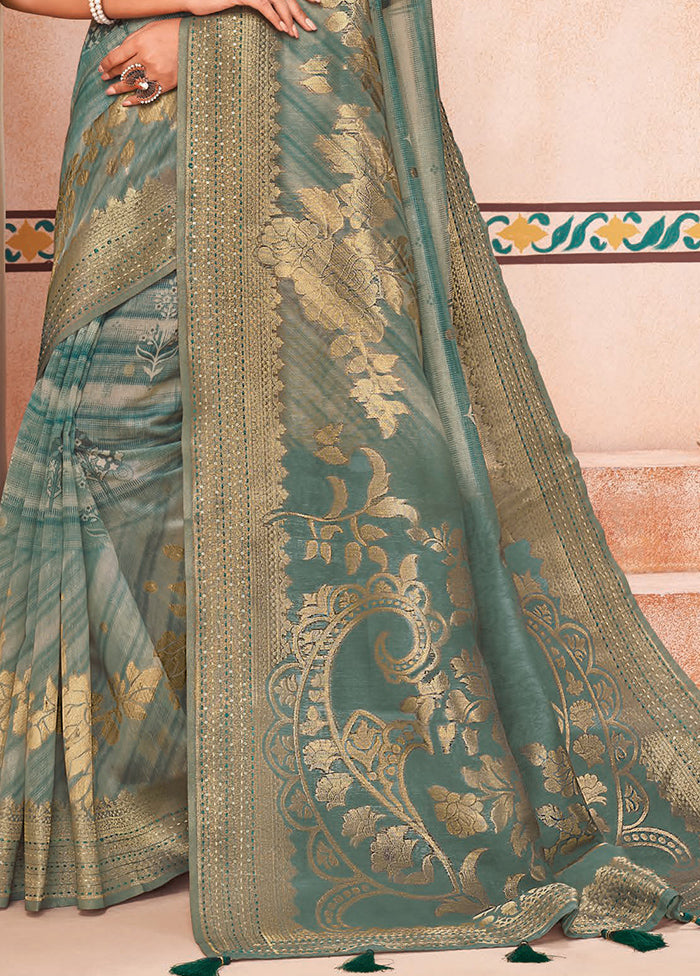 Grey Spun Silk Saree With Blouse Piece Buy Cheap New