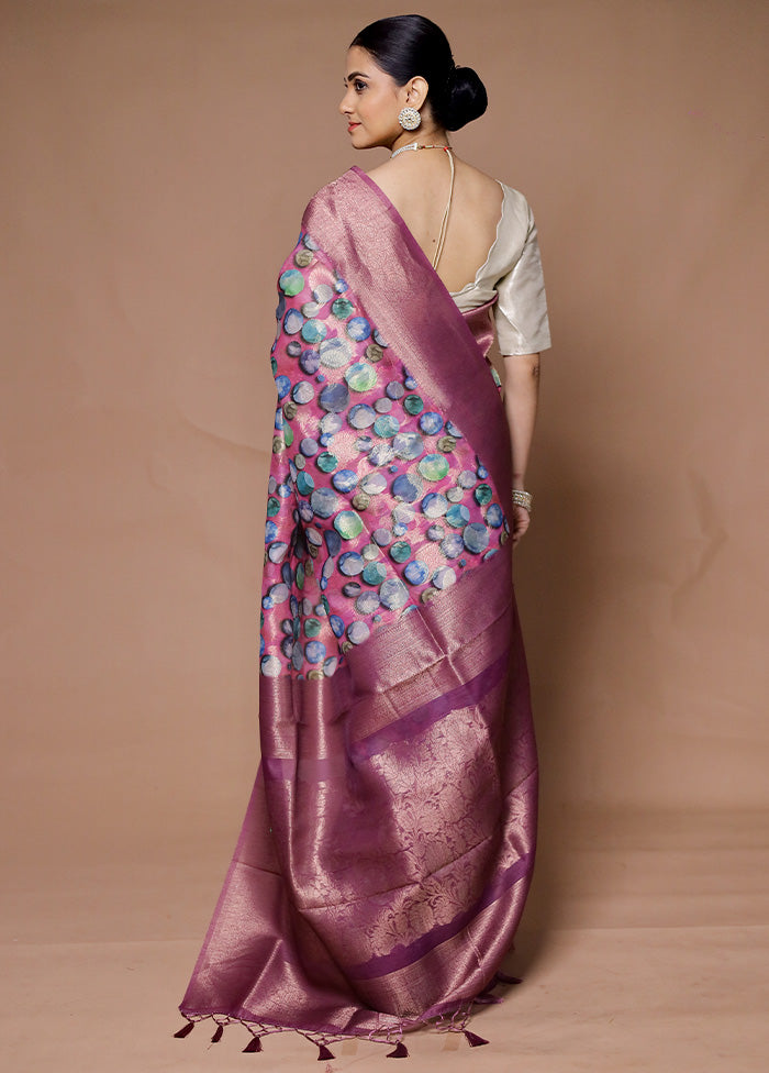 Pink Dupion Silk Saree With Blouse Piece Best Wholesale Cheap Pice