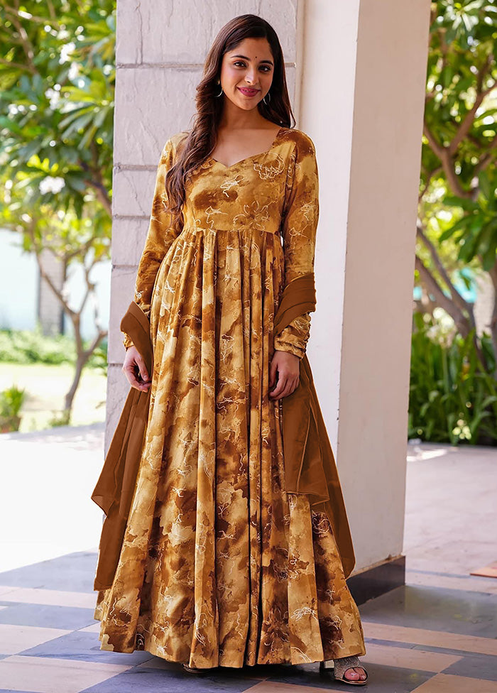 Mustard Readymade Rayon Dupatta Indian Dress Clearance With Credit Card