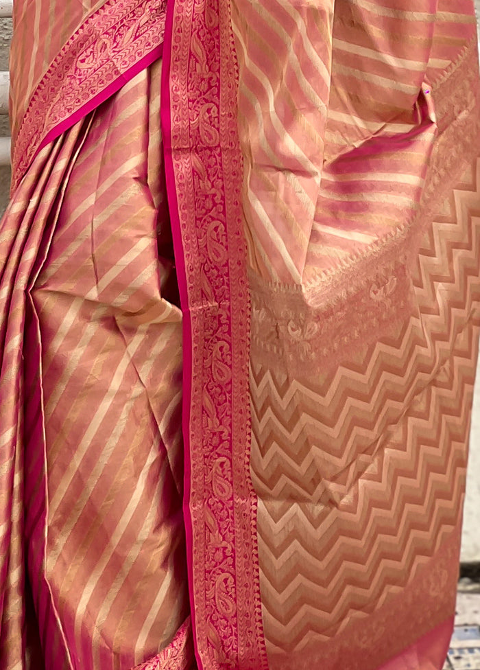 Pink Spun Silk Saree With Blouse Piece Discount Professional