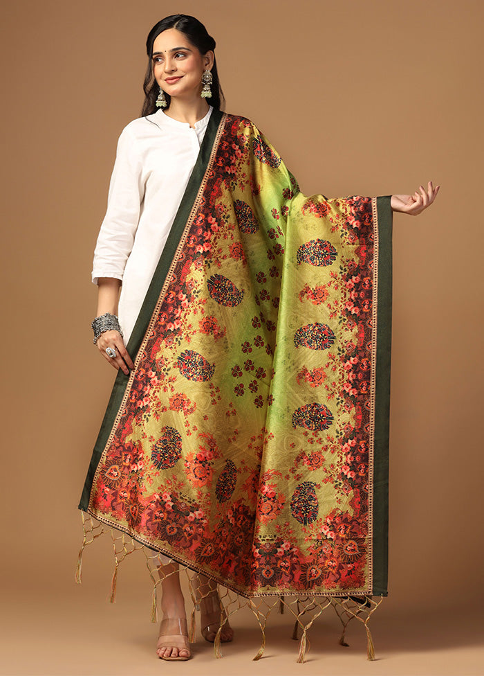 Green Art Silk Dupatta Discount Supply