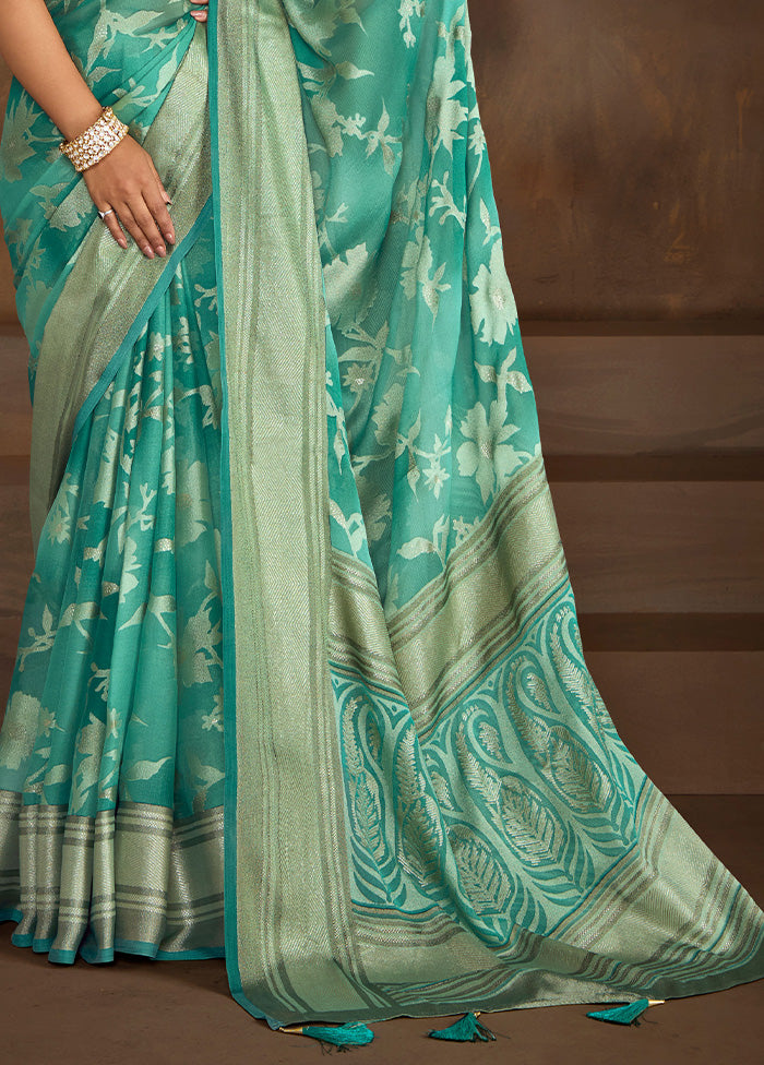 Sea Green Spun Silk Saree With Blouse Piece 2025 Online