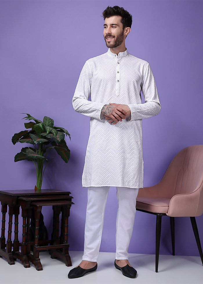 2 Pc White Silk Kurta Pajama Set Tumblr Cheap Pice