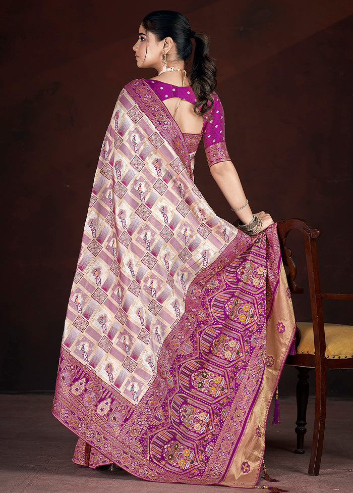 Purple Banarasi Silk Saree With Blouse Piece Sale Nicekicks