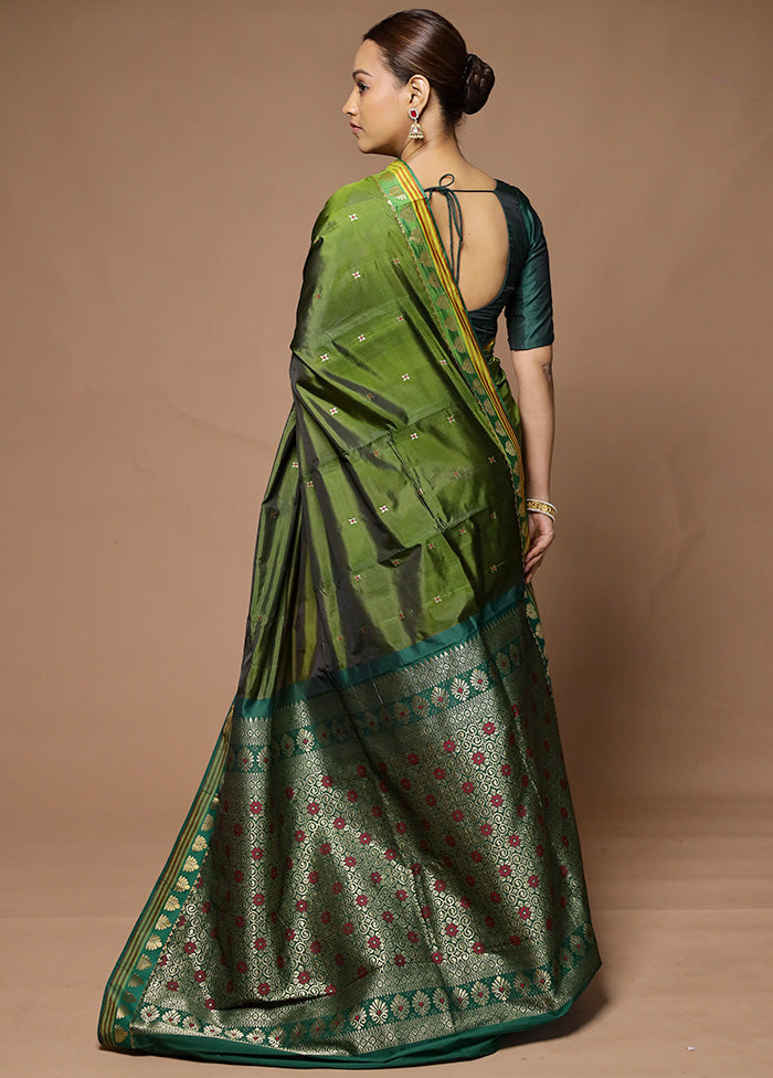 Green Kanjivaram Silk Saree With Blouse Piece Cheap Sale 2025