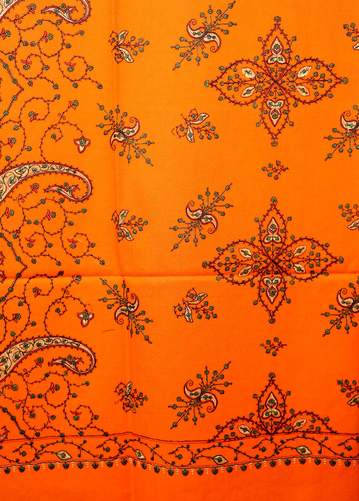 Orange Woven Work Shawl Sast Sale Online