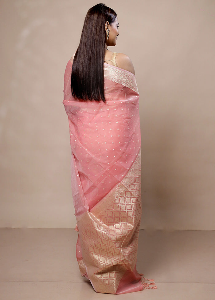 Pink Kora Silk Saree With Blouse Piece Sale Authentic