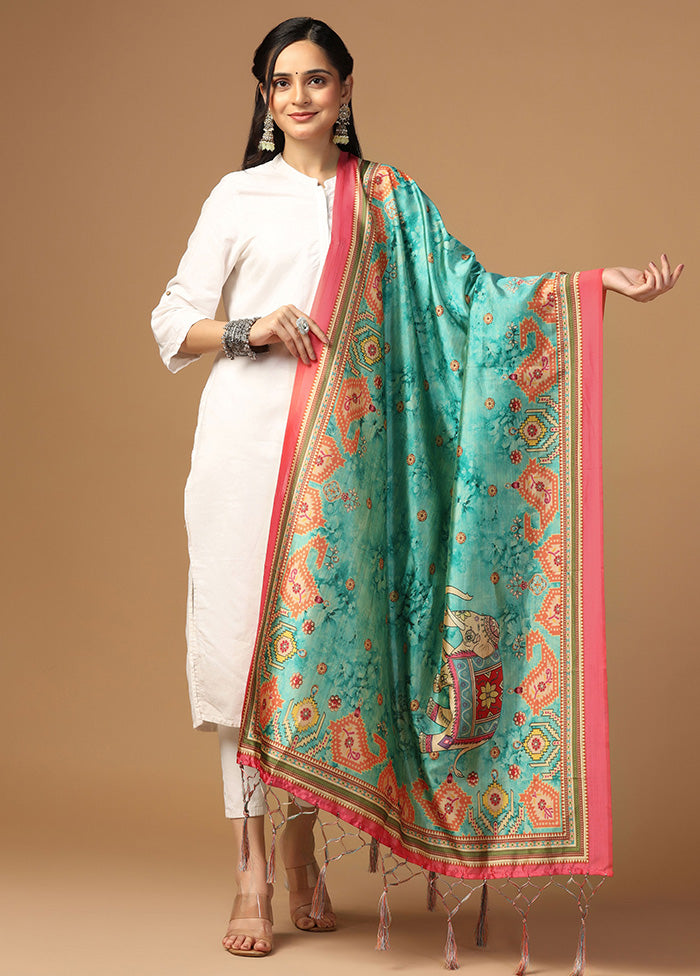 Sea Green Art Silk Dupatta Sast For Sale