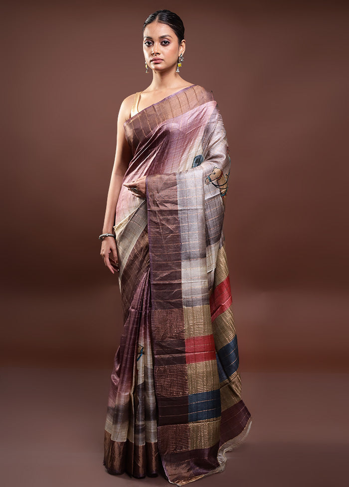 Multicolor Handloom Tussar Pure Silk Saree With Blouse Piece Buy Cheap With Paypal