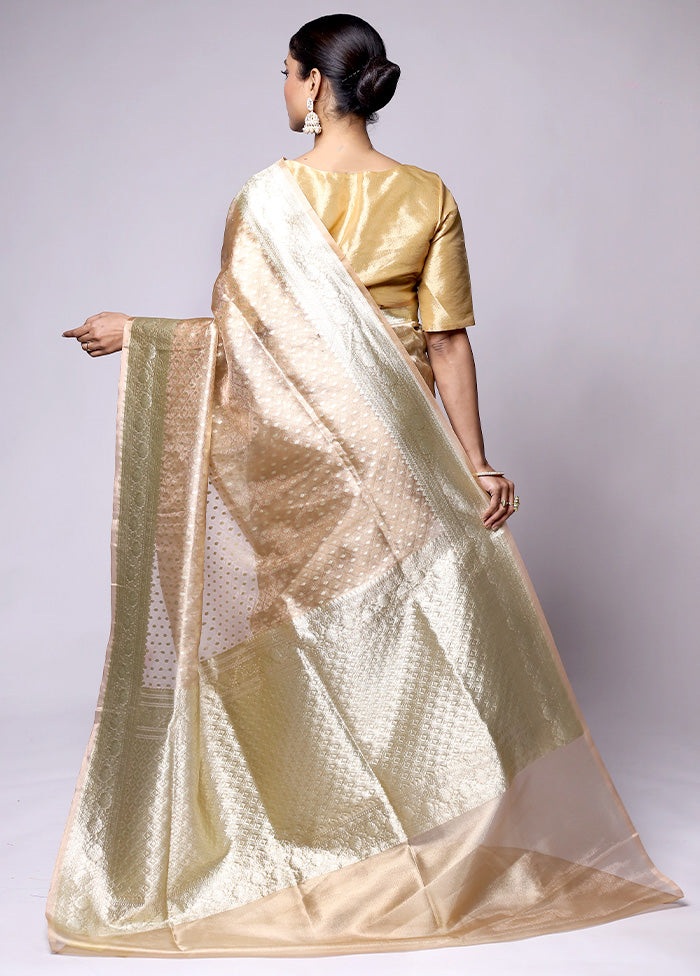 Cream Tissue Silk Saree With Blouse Piece Outlet Shop