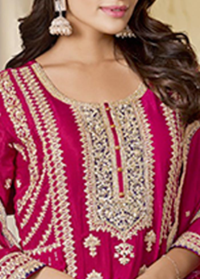 3 Pc Rani Semi Stitched Silk Suit Set From China Sale Online