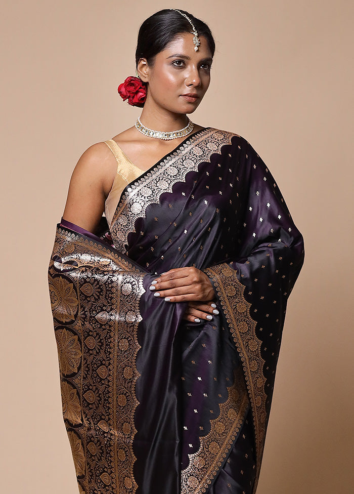 Purple Banarasi Silk Saree With Blouse Piece Buy