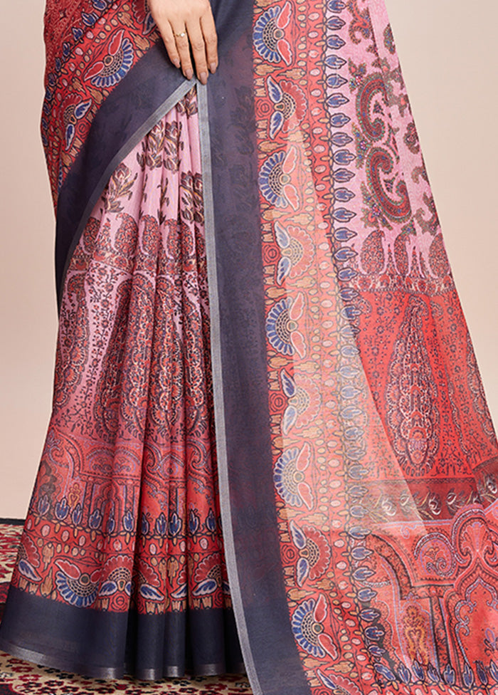 Multicolor Linen Silk Saree With Blouse Piece Cheap High Quality