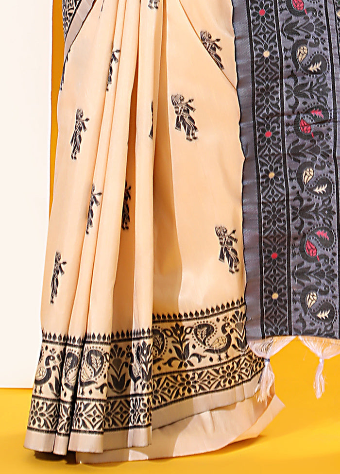 Off White Spun Silk Saree With Blouse Piece 2025 Unisex