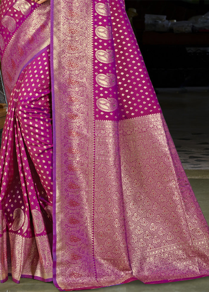 Magenta Spun Silk Saree With Blouse Piece Discount Footlocker Pictures