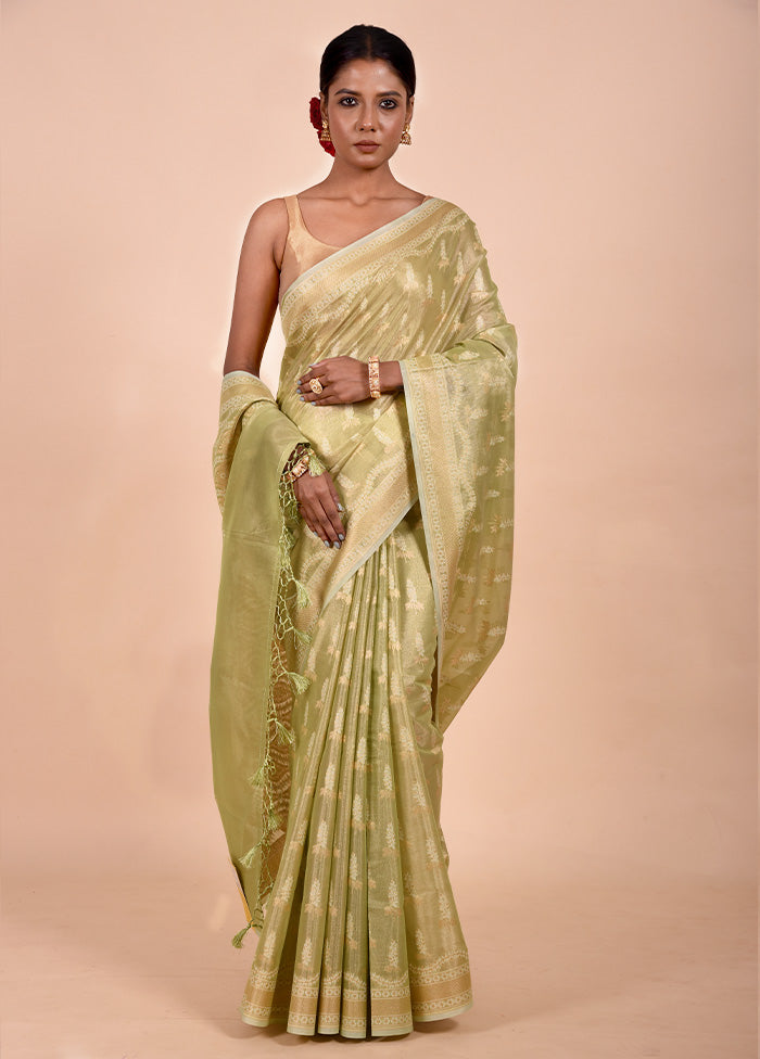 Green Tissue Silk Saree With Blouse Piece Free Shipping Discounts