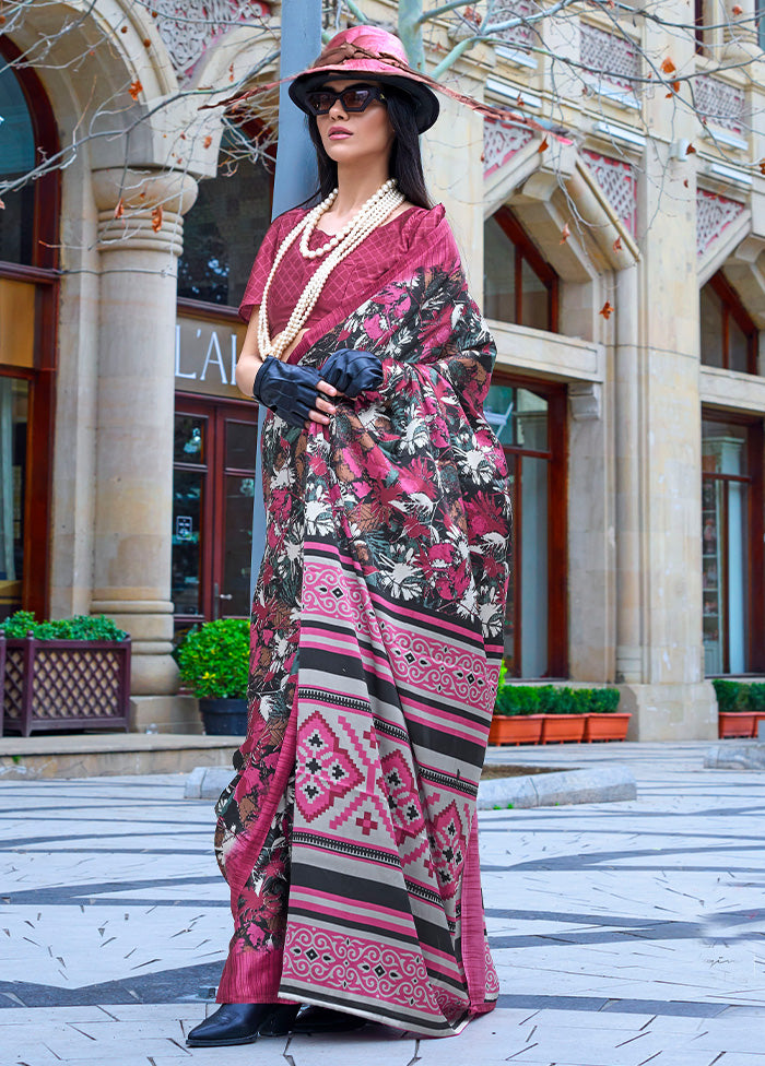 Multicolor Satin Silk Saree With Blouse Piece Discount Original