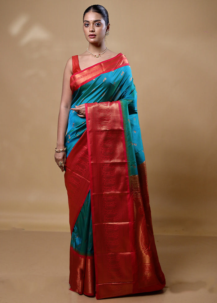 Blue Kanjivaram Silk Saree With Blouse Piece Buy Cheap Excellent