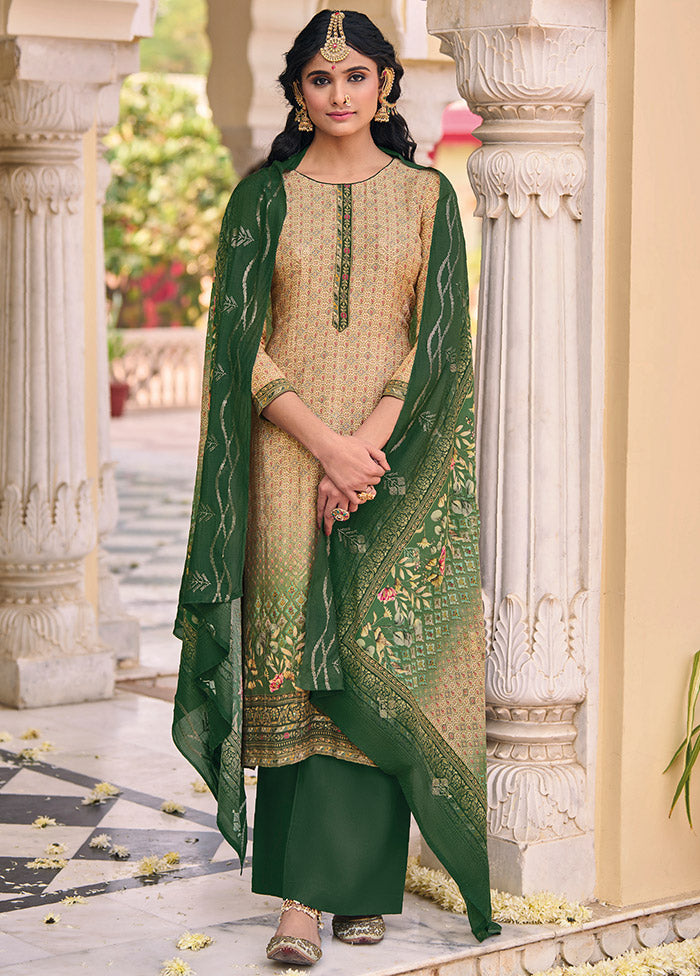 3 Pc Beige Unstitched Silk Suit Set Buy Cheap Cheap