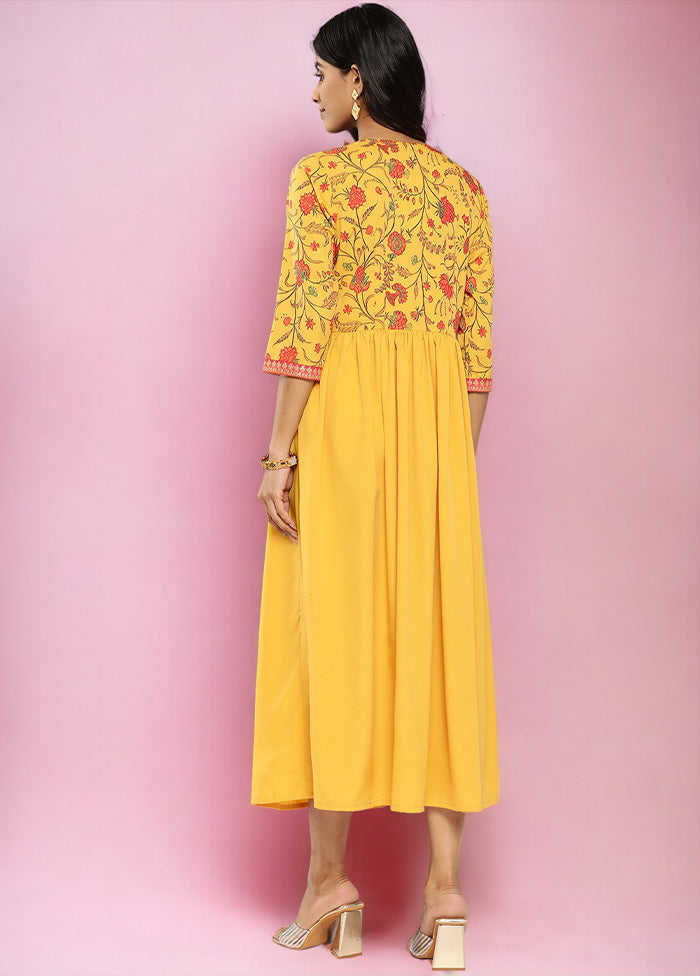 Mustard Readymade Silk Indian Dress Cheap Pice Original