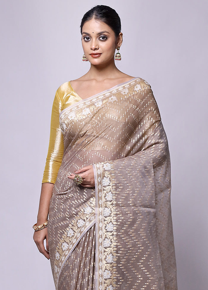 Grey Kora Silk Saree With Blouse Piece Quality From China Cheap