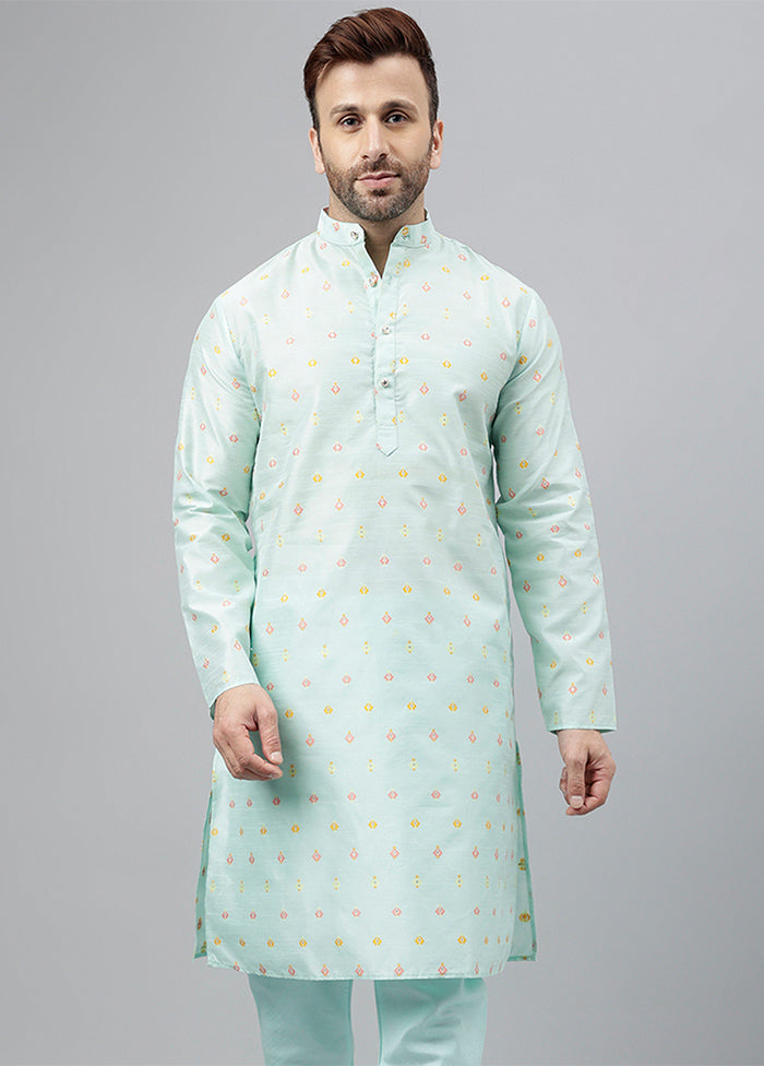 Sky Blue Viscose Jacquard Long Kurta Fake Cheap Online