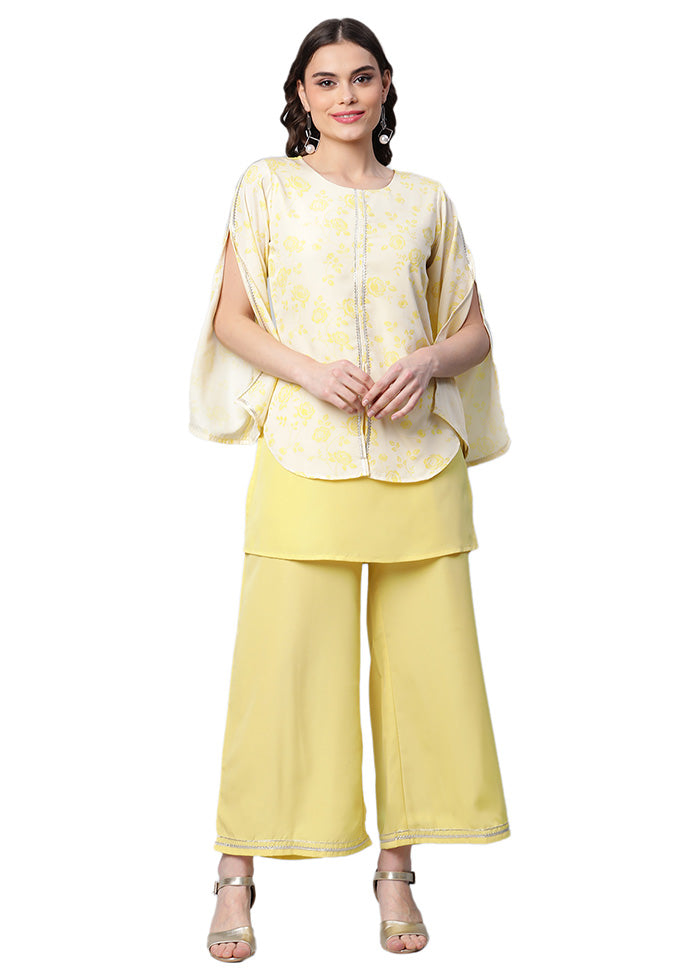 2 Pc Off White Readymade Silk Kurti Set Low Pice