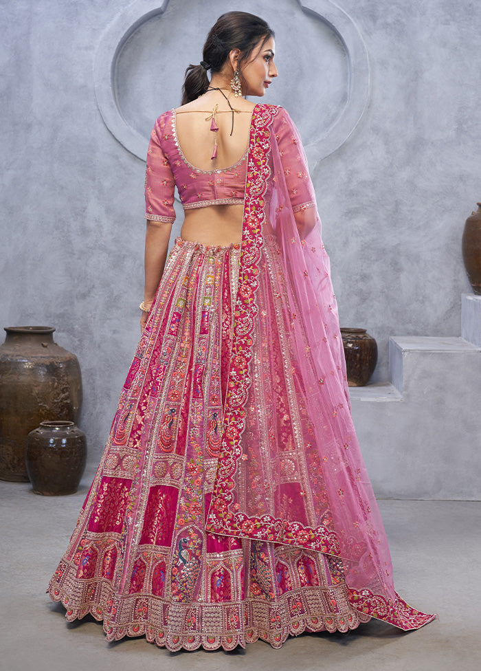 3 Pc Purple Silk Semi Stitched Lehenga Set Release Dates