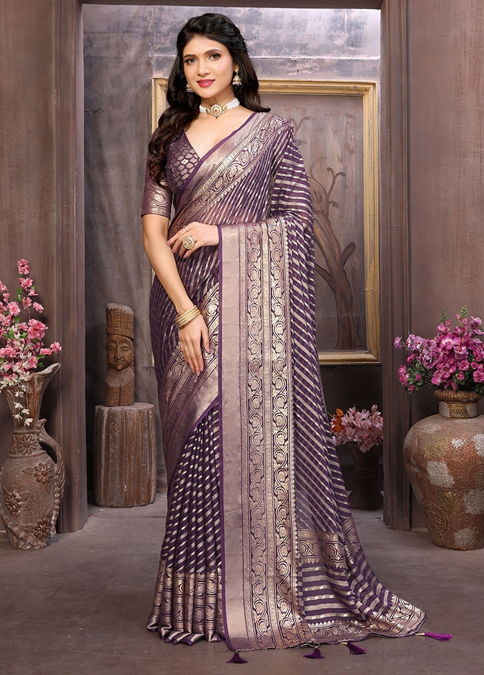 Voilet Spun Silk Saree With Blouse Piece Cheap Footlocker