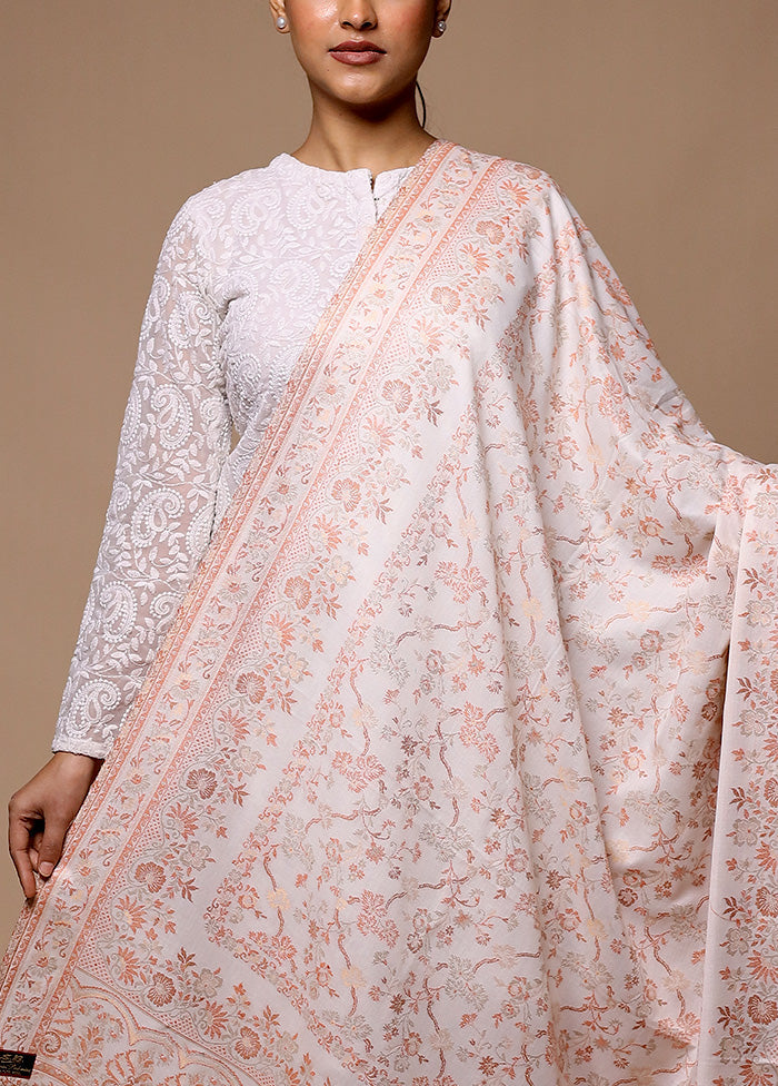 White Butta Work With Zari Woven Border Shawl Many Kinds Of Online