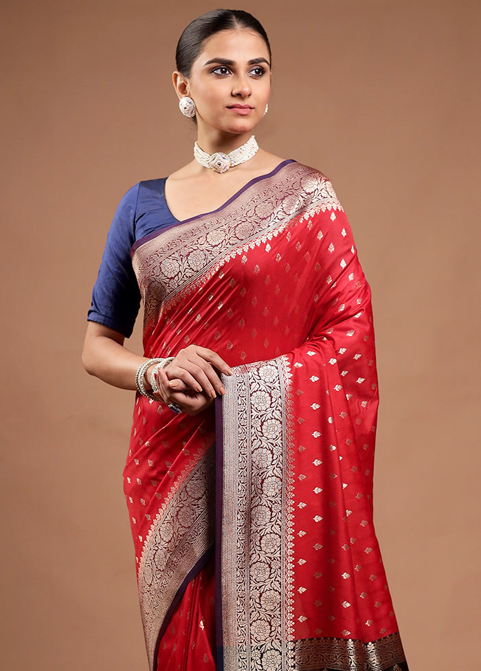 Red Katan Silk Saree With Blouse Piece Amazon Footaction