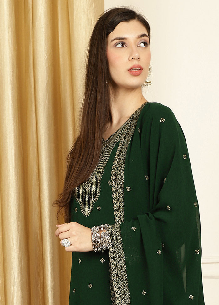 3 Pc Green Unstitched Georgette Suit Set The Cheapest For Sale