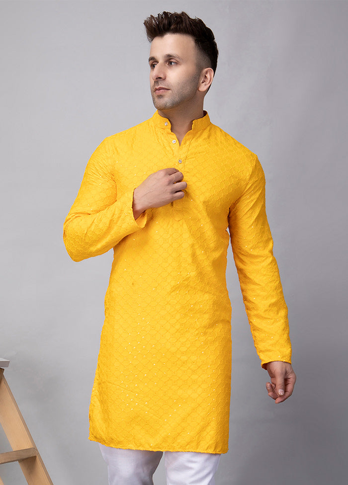 2 Pc Yellow Viscose Kurta Pajama Set Cheap Pick A Best