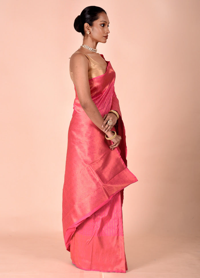 Pink Handloom Kanjivaram Pure Silk Saree With Blouse Piece Discount Wiki