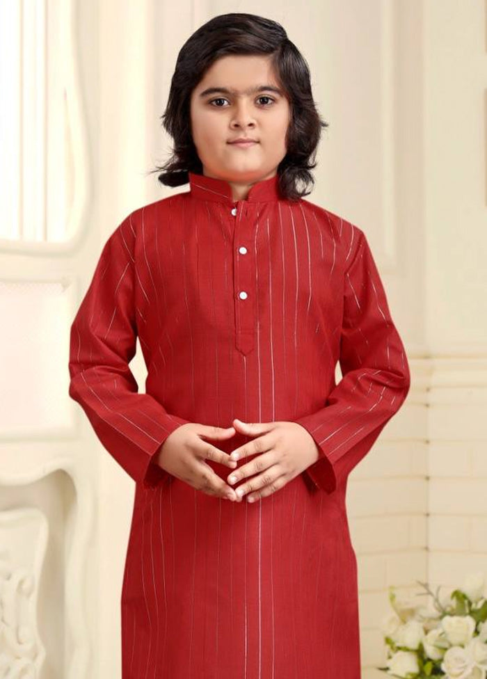 Red Pure Cotton Kurta Pajama Set Sale Shop