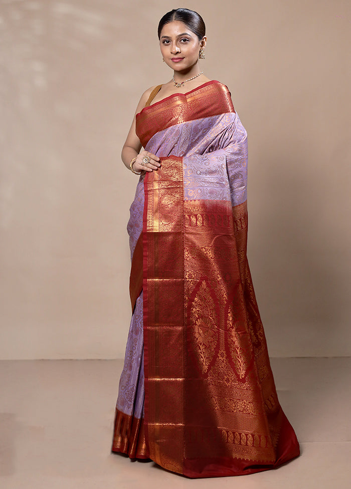 Purple Kanjivaram Silk Saree With Blouse Piece Buy Cheap Newest