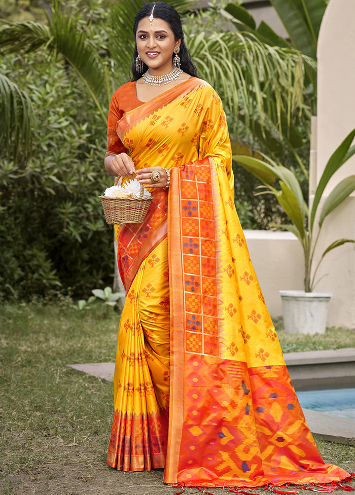 Yellow Spun Silk Saree With Blouse Piece Tumblr Cheap Pice